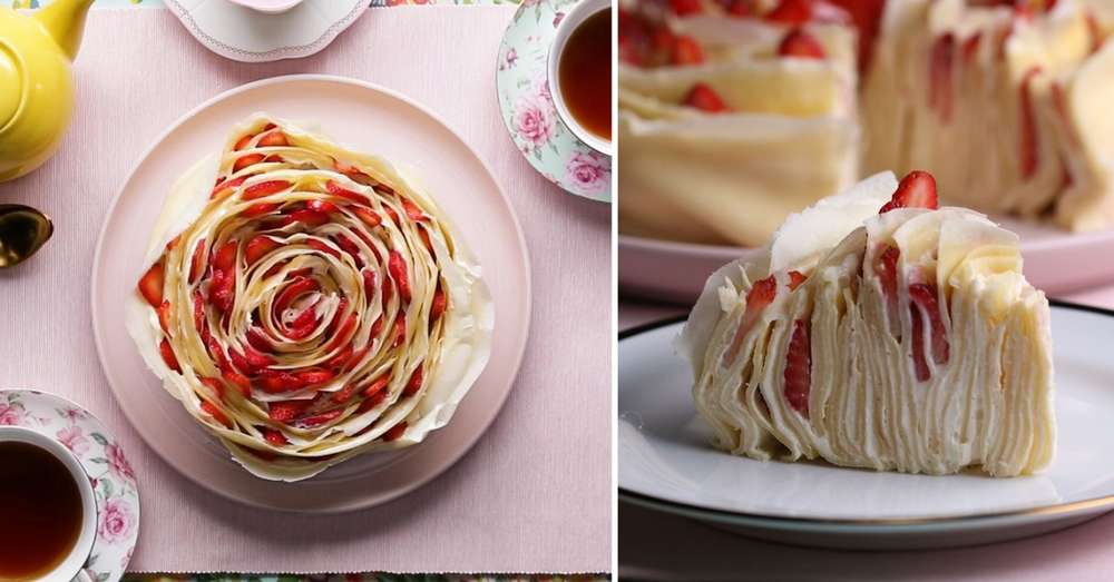 Zarya, rozmazané, zabalené ... Palačinkový koláč s jahodami, bezprecedentná krása! /  placky
