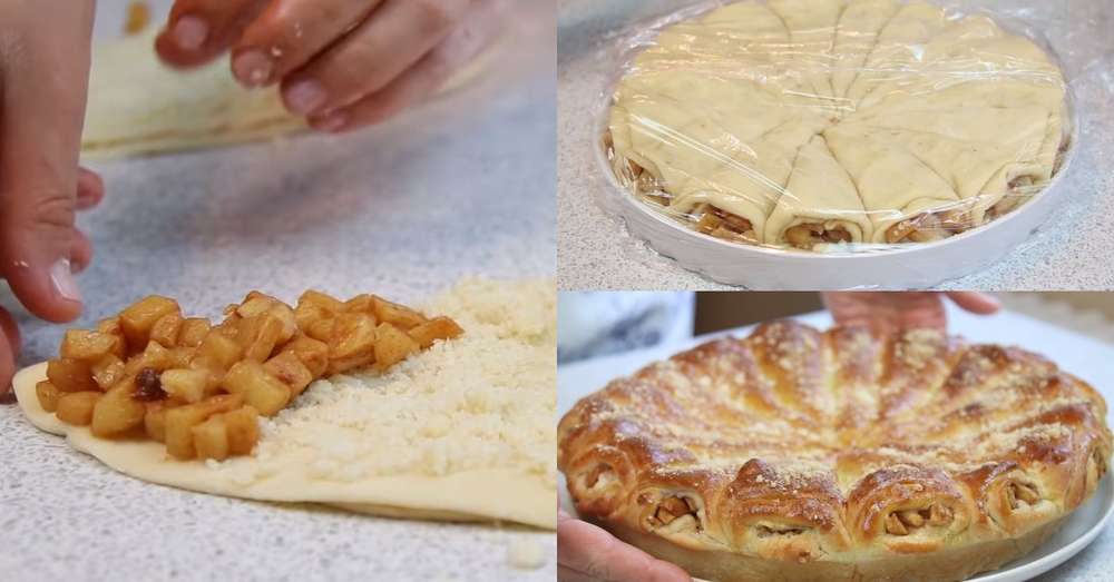 Рецепт дріжджового яблучного пирога /  Десерти