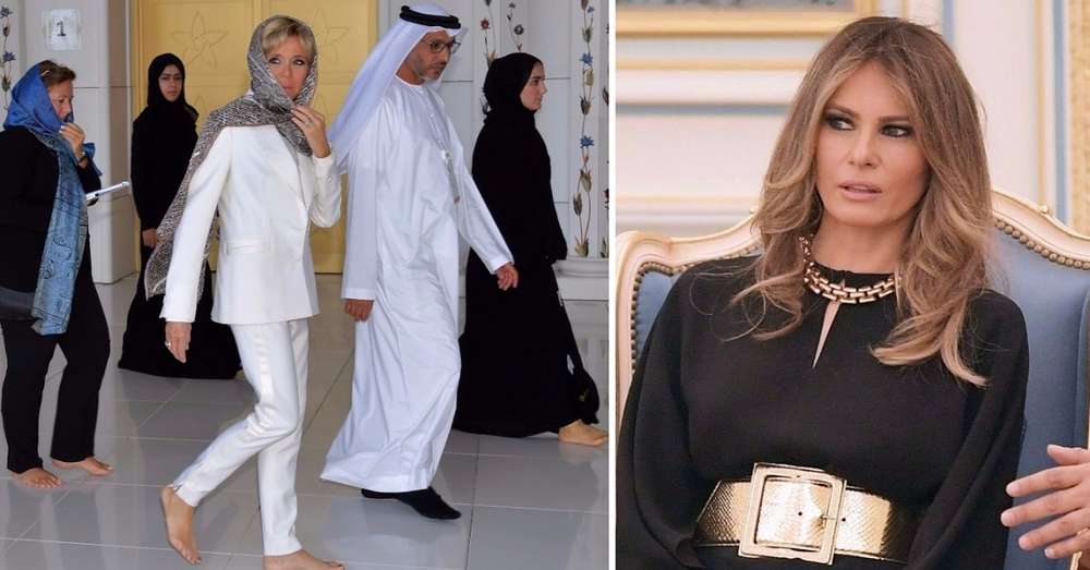Brigitte Macronová sa počas návštevy Blízkeho východu zasunula do pásu Melania! Na rozdiel od druhej, lady Macron pokryla ... /  ženy