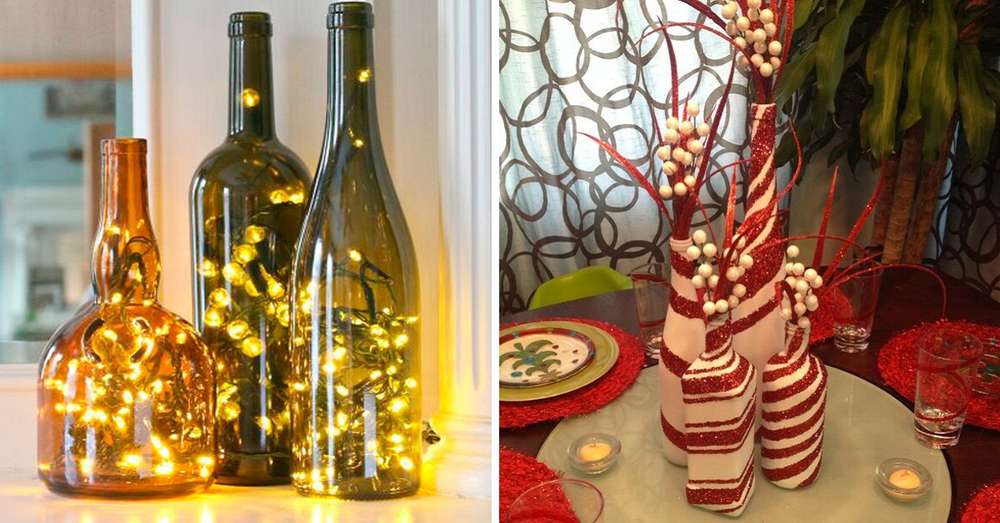 Impressive novoletno in božično dekoracijo steklenic! 26 idej. /  Steklenice