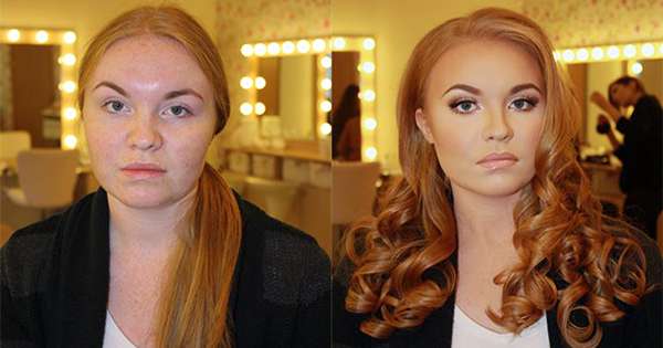Pred a po make-up. Zdá sa mi ťažké uveriť, že je to tá istá dievčina! /  kozmetika
