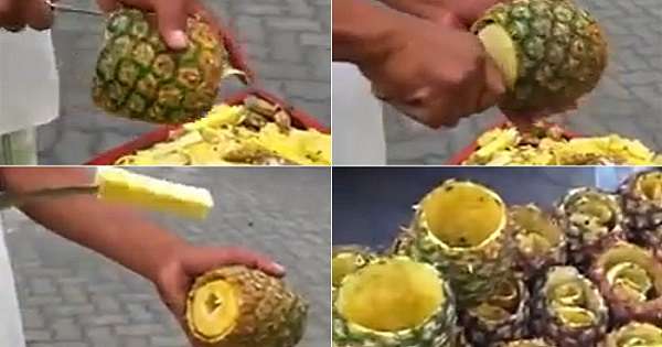 Не знаєш, як правильно чистити ананас? Цей хлопець навчить тебе робити це за 1 хвилину! /  ананаси